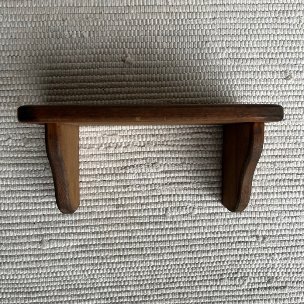 Vintage Handmade Solid Wood Floating Wall Shelf Dark Brown Rustic